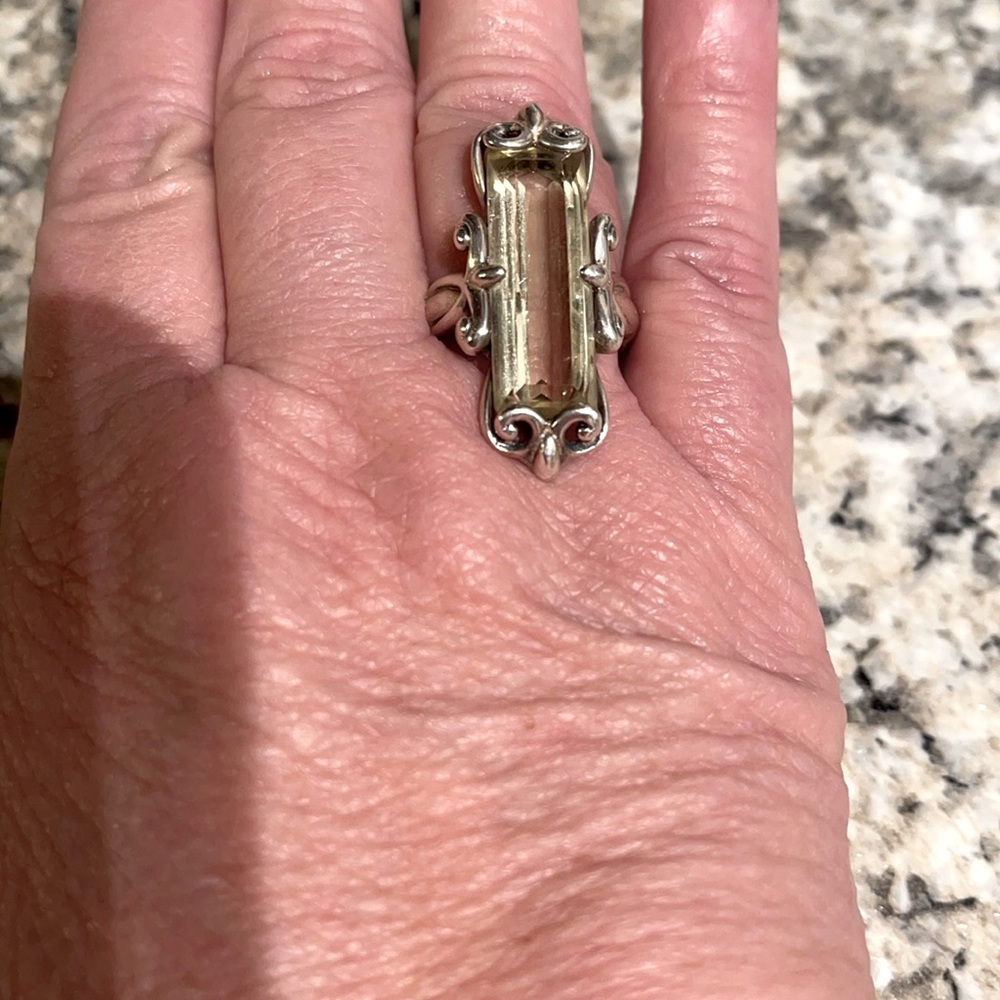Carolyn Pollack Lemon Quartz VTG Baguette Ring